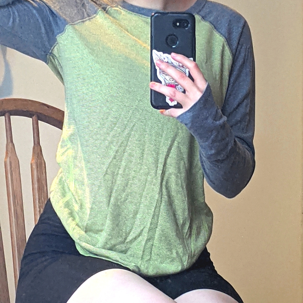 Yellow & gray long sleeve athletic shirt